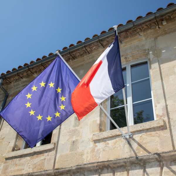 Actes d'état civil, photo du drapeau français et européen